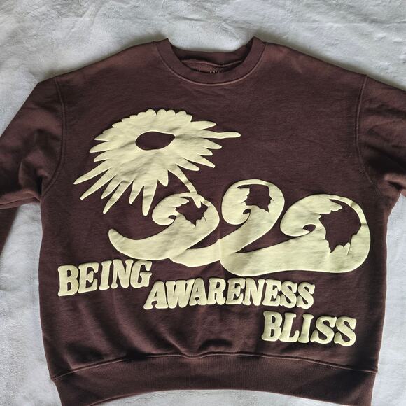 Cactus Plant Flea Market Being Awareness Bliss Sweatshirt Brown Sz S Made in USA - Picture 2 of 11